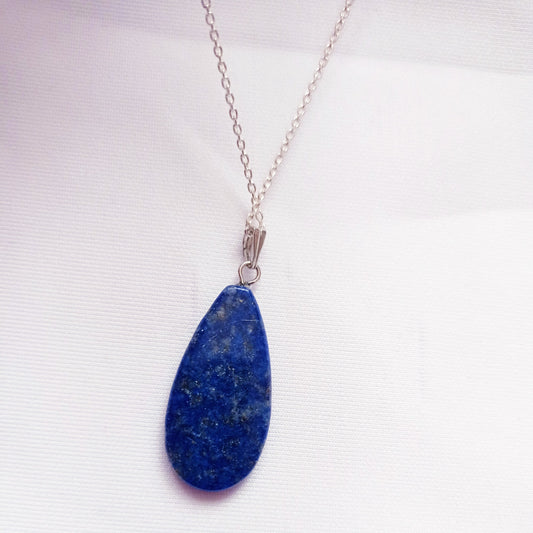 Lapis Lazuli Necklace, Lapis Lazuli Sterling Silver necklace, Lapis Lazuli Teardrop Pendant Necklace | by nlanlaVictory