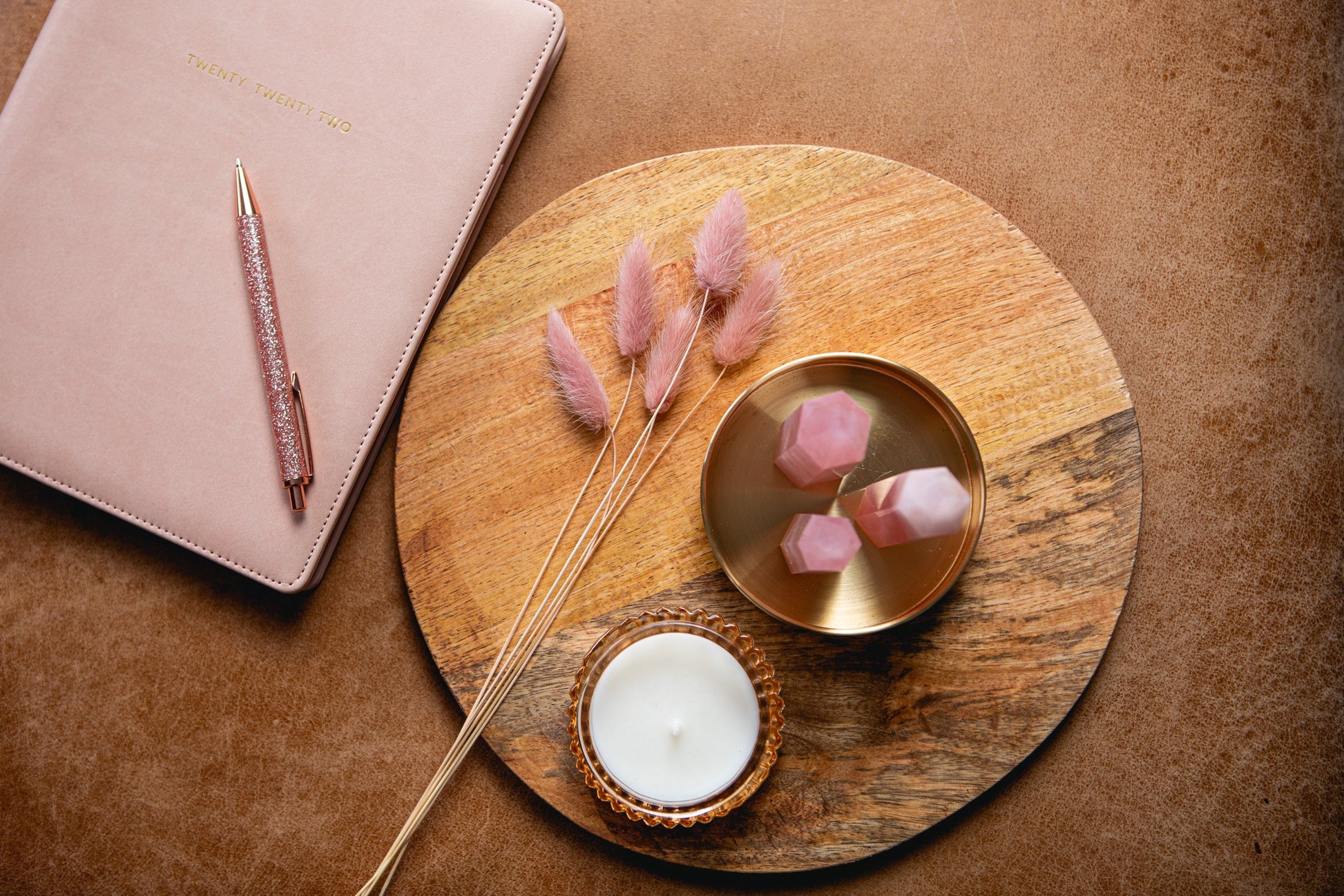 Rose Quartz Crystal Trio (Medium)-1