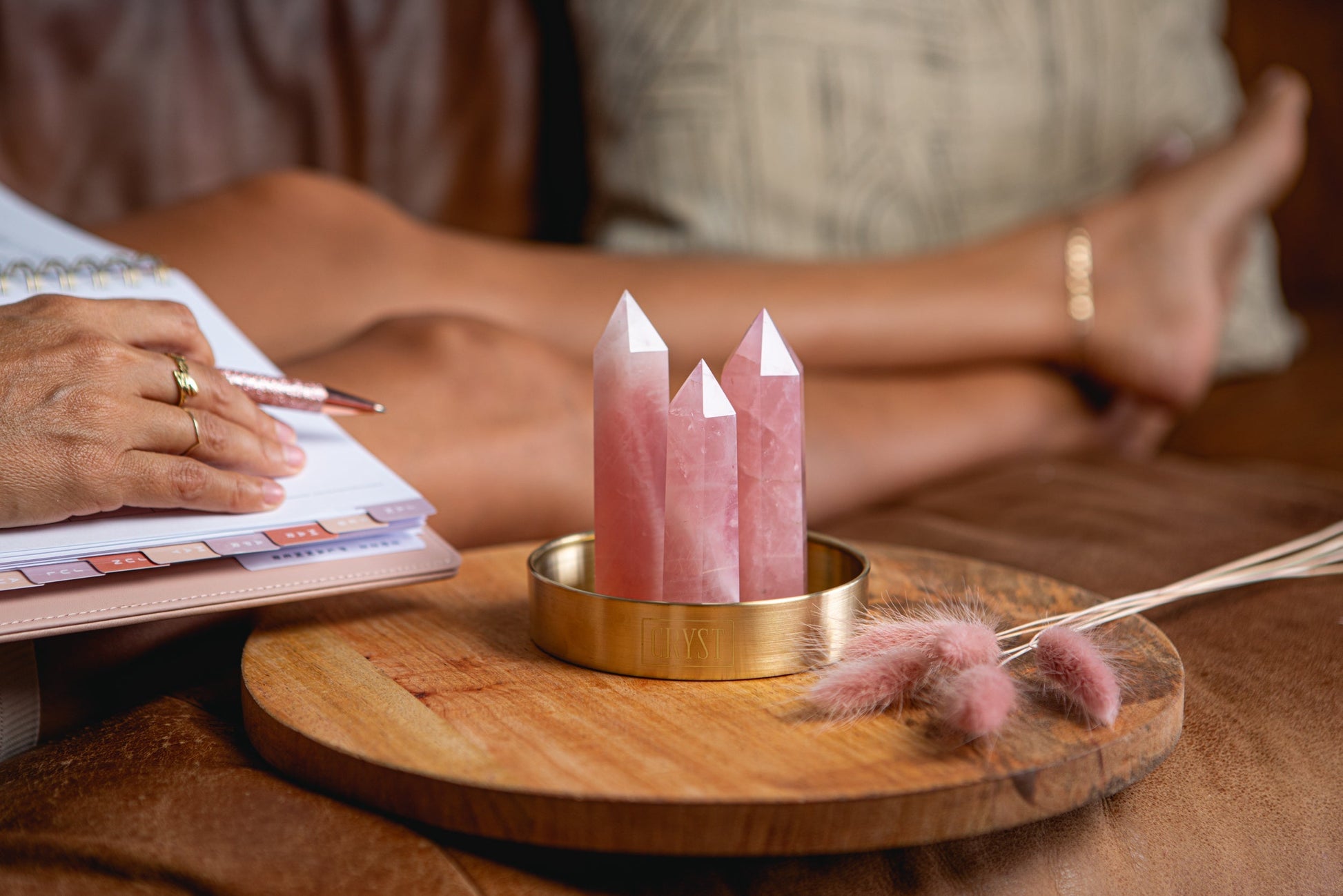 Rose Quartz Crystal Trio (Medium)-2