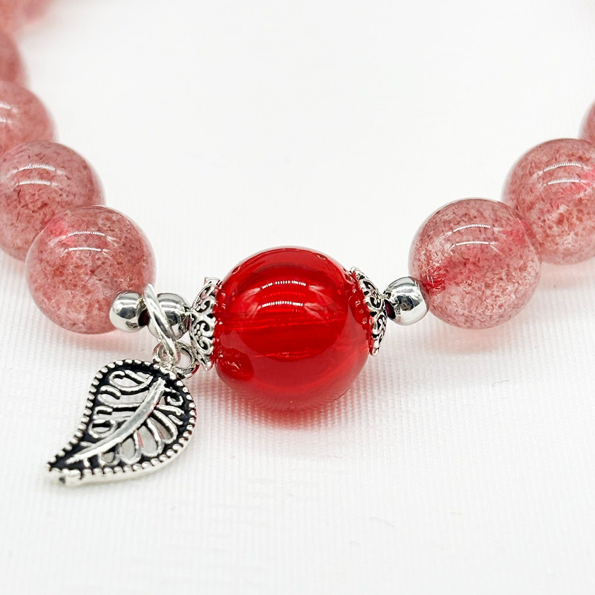 Sterling Silver Crystal Aroma Bracelet - Strawberry Quartz | Energy & Healing | Diffuser Jewellery