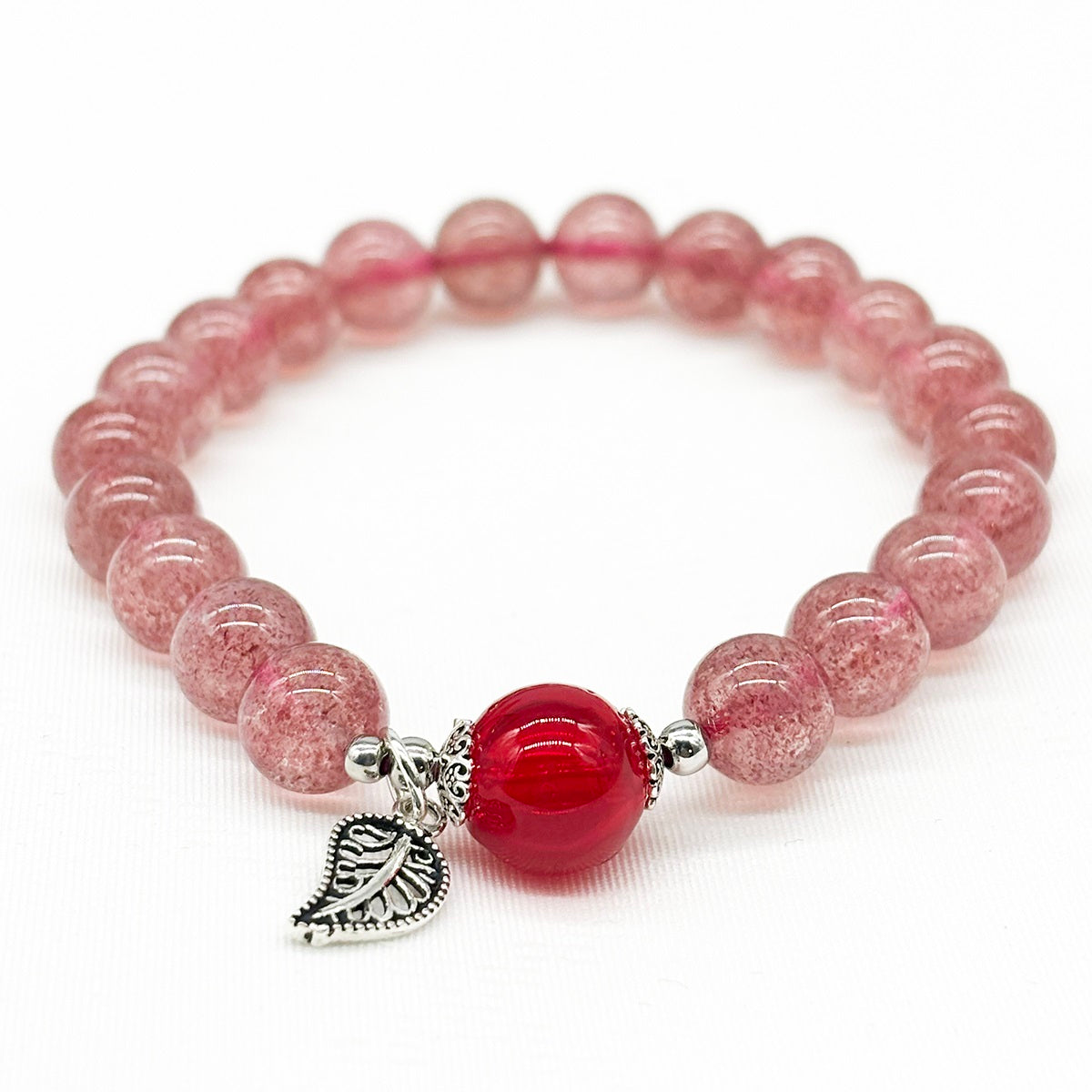 Sterling Silver Crystal Aroma Bracelet - Strawberry Quartz | Energy & Healing | Diffuser Jewellery